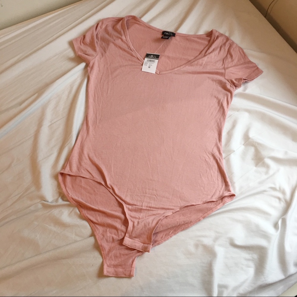 Pink V-Neck Bodysuit
